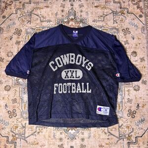 Vintage Champion Dallas Cowboys Football Jersey Navy Mesh Practice Shirt Size 48